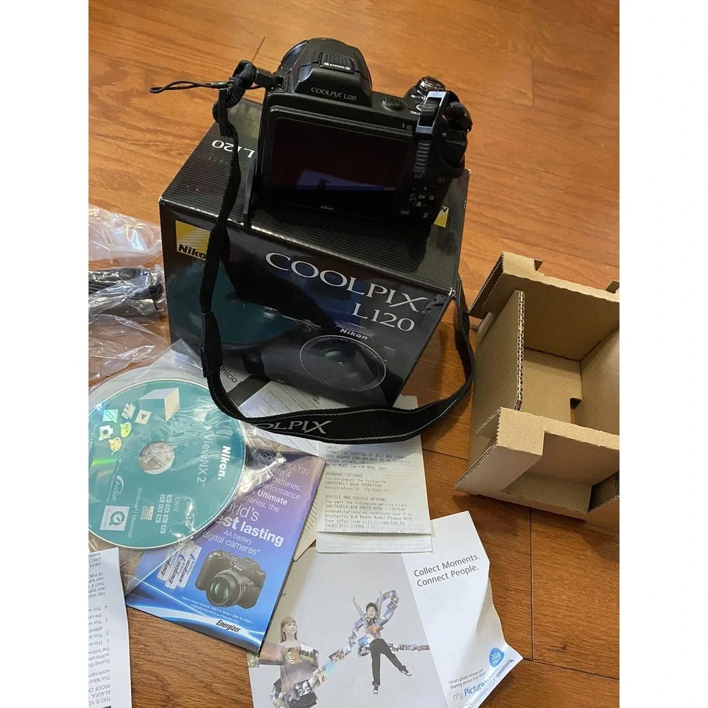 Nikon COOLPIX L120 14 MP 21X Digital Camera - Black W/ box Cords Used Once! $325